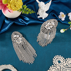 2Pcs Felt & Iron & Rhinestone Tassel Epaulette&nbsp;AJEW-CN0007-74A-P