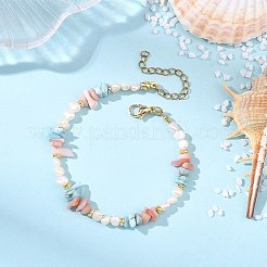 Natural Morganite & Larimar & Cultured Freshwater Pearl Beaded Bracelets for Women&nbsp;BJEW-JB13954