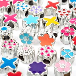 70Pcs 7 Style Flowers & Plants Series UV Plating Acrylic European Beads&nbsp;OACR-LS0001-07