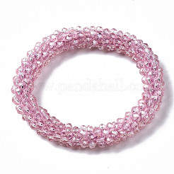 Faceted Transparent Glass Beads Stretch Bracelets&nbsp;BJEW-S144-002C-05
