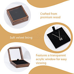 Wood Necklace Storage Boxes with Visible Window and Magnetic Lid&nbsp;CON-WH0107-106