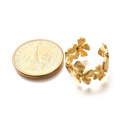Flower 201 Stainless Steel Open Cuff Ring for Women&nbsp;LS-RJEW-A053-02D-G