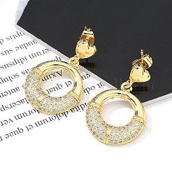 Rack Plating Brass Micro Pave Clear Cubic Zirconia Stud Earrings for Women&nbsp;EJEW-C125-21E-G