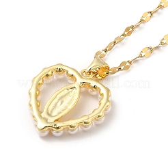 Resin Pearl Beaded Heart with Virgin Mary Pendant Necklace&nbsp;LS-NJEW-F299-01G