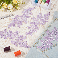 4 Pairs Polyester with Sequin Embroidery Lace Appliques&nbsp;DIY-GF0013-81A