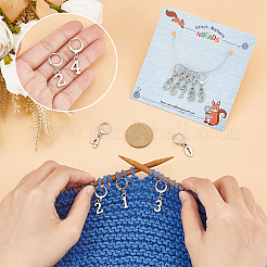 Alloy Number Pendant Locking Stitch Markers&nbsp;HJEW-PH01840