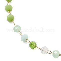 Round Handmade Glass Beaded Link Chain Bracelets for Women&nbsp;BJEW-JB13394
