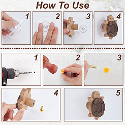 Tortoise Shape Wood Coat Hook&nbsp;AJEW-WH0248-922