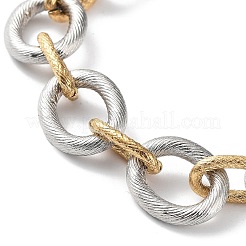 304 Stainless Steel Two Tone Circles Cable Chains Bracelets&nbsp;BJEW-P304-01E-G