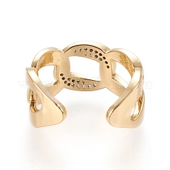 Adjustable Brass Micro Pave Clear Cubic Zirconia Cuff Rings&nbsp;RJEW-M133-03G