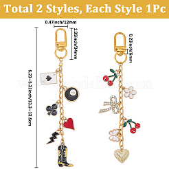 2Pcs 2 Styles Alloy Enamel Pendant Decorations&nbsp;HJEW-BM0001-46B