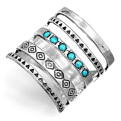 Alloy with Synthetic Turquoise Finger Rings&nbsp;FS-WG0500F-03