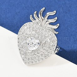Brass Micro Pave Clear Cubic Zirconia Cuff Rings&nbsp;RJEW-P155-04B-P