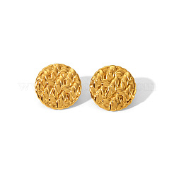 304 Stainless Steel Groove Flat Round Stud Earrings&nbsp;NZ2899