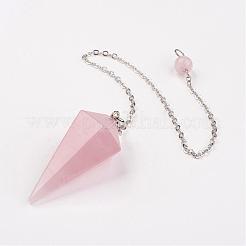 Natural Rose Quartz Hexagonal Pointed Dowsing Pendulums&nbsp;G-G956-D08-FF