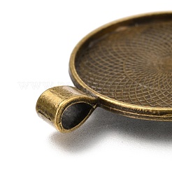 Tibetan Style Flat Round Alloy Pendant Cabochon Settings&nbsp;TIBEP-Q049-08AB-NR
