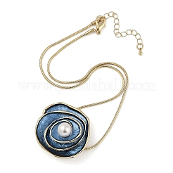 Alloy Enamel Snake Chain Rose Flower Pendant Necklaces&nbsp;NJEW-B113-03