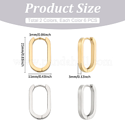 6 Pairs 2 Colors 304 Stainless Steel Huggie Hoop Earrings&nbsp;STAS-UN0025-25