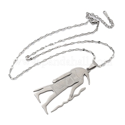 201 Stainless Steel Egyptian Ancient God Anubis Pendant Necklaces&nbsp;NJEW-D318-06P