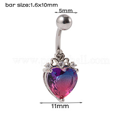 304 Stainless Steel & Bloodstone & Cubic Zirconia Belly Rings&nbsp;WGF3178-01