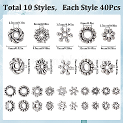 400Pcs 10 Style Tibetan Style Alloy Beads Flower Set&nbsp;FIND-SP0002-17