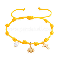 Brass & Imitation Pearl Charm Bracelets&nbsp;DP7998-8