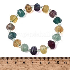Natural Colorful Fluorite Beaded Stretch Bracelets for Women&nbsp;BJEW-D461-01