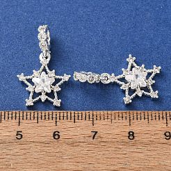 Brass Pave Clear Cubic Zirconia European Dangle Charms&nbsp;CU-CBAEC99-26S