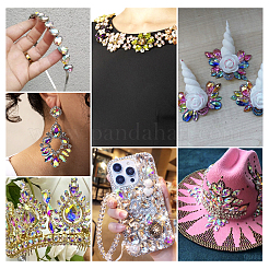 70Pcs 7 Colors Pointed Back Glass Rhinestone Cabochons&nbsp;RGLA-TA0001-06