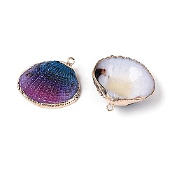 Spray Paint & Electroplate Natural Sea Shell Pendants&nbsp;SSHEL-N042-16A