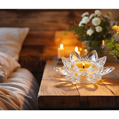 Lotus Shape Glass Candle Holder&nbsp;DJEW-WH0039-176B
