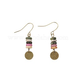Alloy Lampwork Rondelle Beaded Dangle Earrings&nbsp;FS-WGC6024-01