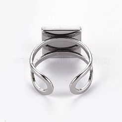 Non-Tarnish 201 Stainless Steel Cuff Pad Ring Settings&nbsp;X-STAS-S080-041A-P