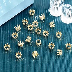 20Pcs Brass Micro Pave Clear Cubic Zirconia European Beads&nbsp;FIND-FH0004-04