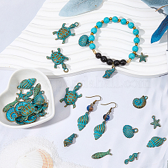 32Pcs 8 Styles Ocean Theme Tibetan Style Alloy Pendants&nbsp;FIND-SC0021-71