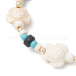 Synthetic Turquoise & Natural Lava Rock Beads Stretch Bracelets for Men Women&nbsp;BJEW-JB11988-01