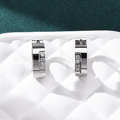 304 Stainless Steel Cubic Zirconia Hoop Earrings&nbsp;EJEW-D331-11P