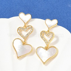 Brass Micro Pave Clear Cubic Zirconia Stud Earrings&nbsp;EJEW-H154-14G