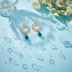20Pcs Brass Textured Ring Stud Earrings for Women&nbsp;KK-BC0009-23