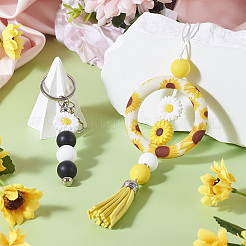 DIY Sunflower Iron Beadable Bar Keychain Making Kits&nbsp;DIY-TA0010-21