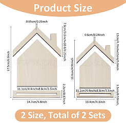 2Pcs 2 Styles House Shaped Wood Embroidery Display Card Holders&nbsp;ODIS-FH0001-19
