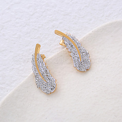 Stainless Steel Clear Cubic Zirconia Feather Stud Earrings&nbsp;ED4497-2
