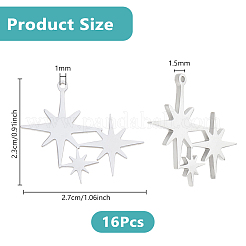 16Pcs 201 Stainless Steel Pendants&nbsp;STAS-DC0016-89P
