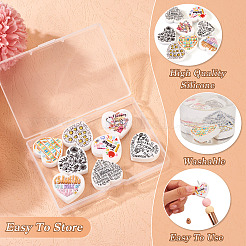8Pcs 8 Style Heart Silicone Focal Beads&nbsp;SIL-TA0001-70