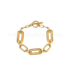 304 Stainless Steel Rectangle Link Chain Bracelets with OT Clasps for Women&nbsp;WG05454-01