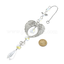 Glass Cone & Alloy Wing Big Pendant Decorations&nbsp;HJEW-TA00067