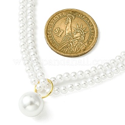 ABS Plastic Imitation Pearl Beaded Chains Double Layer Necklaces&nbsp;NJEW-JN04521