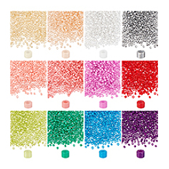 12Bags 12 Colors Opaque Glass Round Seed Beads&nbsp;GLAA-PH0003-32
