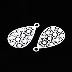 Spray Painted 430 Stainless Steel Filigree Pendants&nbsp;STAS-WH0047-78L