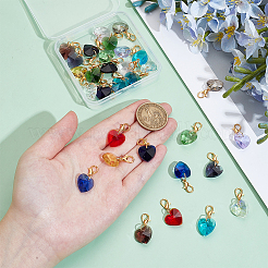 32Pcs 16 Colors Glass Pendant Decorations&nbsp;HJEW-PH02370